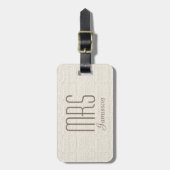 Faux Textured Burlap Mrs Custom Luggage Tag (Front Vertical)