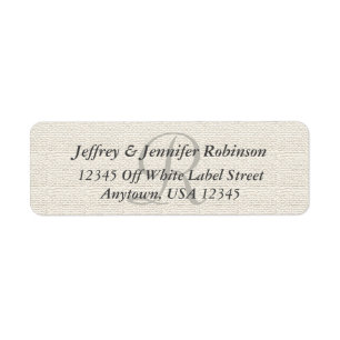 Faux Textured Burlap Off White, Monogram Address Label