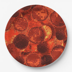 Faux Textured Circle Paper Plate-Burnt orange Plates