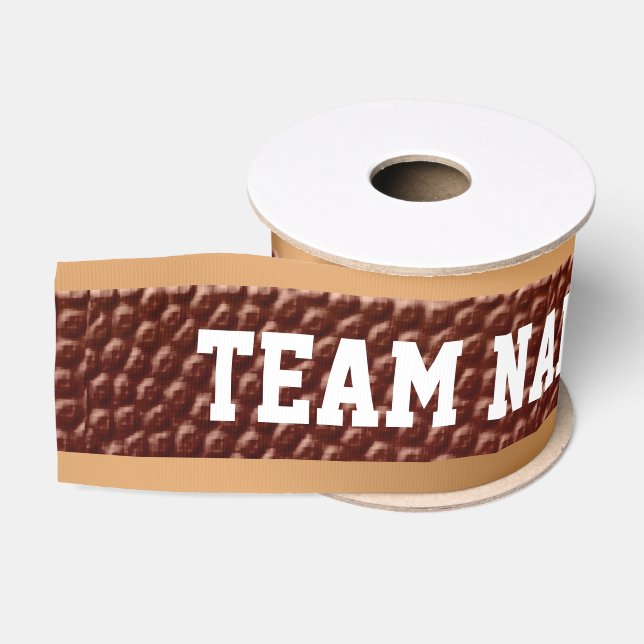 Faux Textured Football Ribbon, Gold Trim YOUR TEXT Grosgrain Ribbon (Spool)