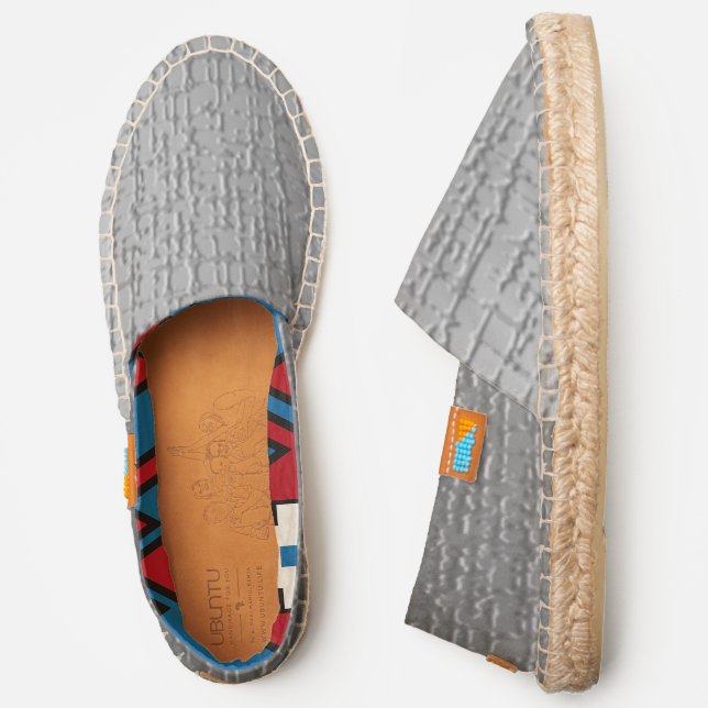 faux textured silver pattern, red white blue liner espadrilles (Side)