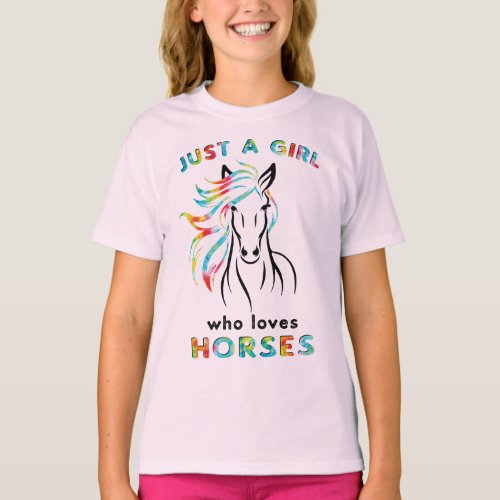 Faux Tie Dye Just a Girl Who Loves Horses T_Shirt