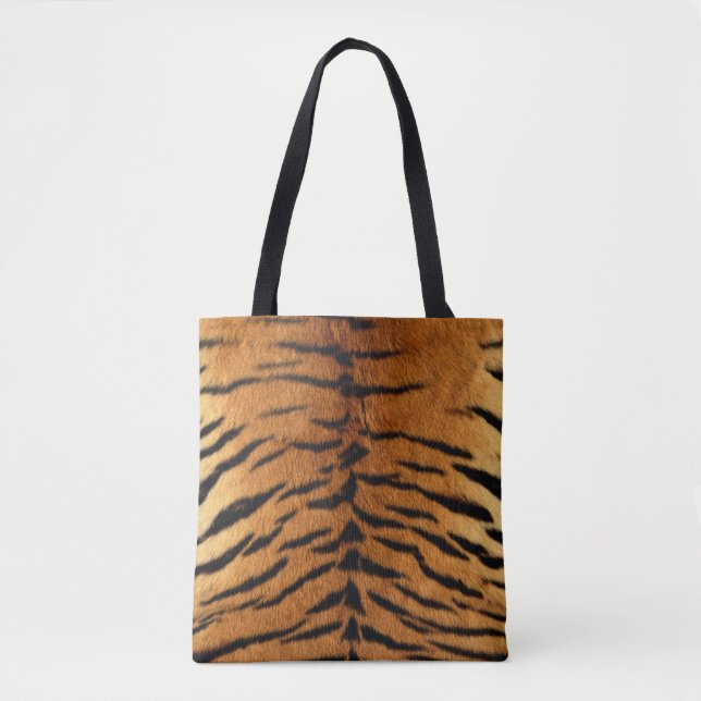 Faux tiger fur all over print tote bag (Front)