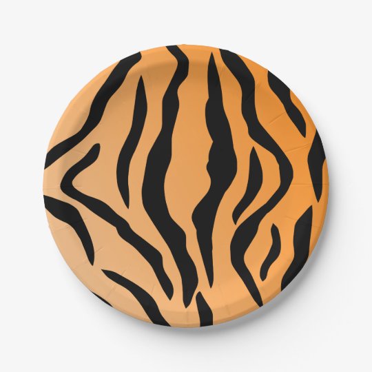 Faux Tiger Print Paper Plate