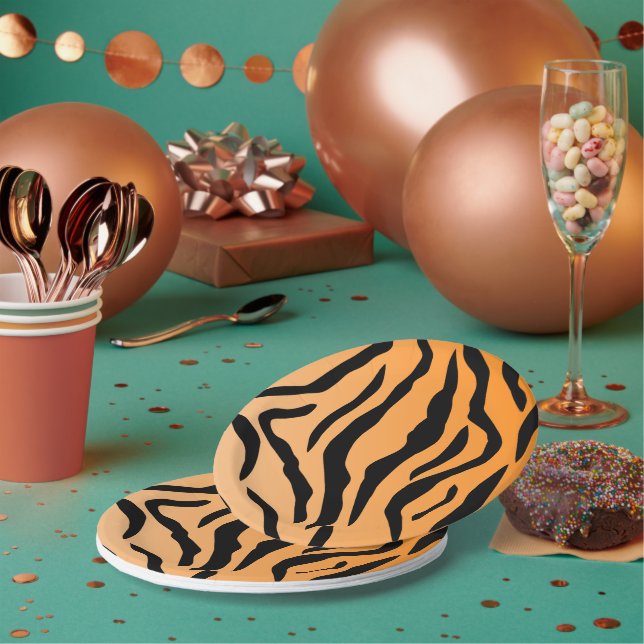 Faux Tiger Print Paper Plates (Multi)