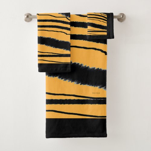 Faux Tiger Print Poly Cotton  Bath Towel Set