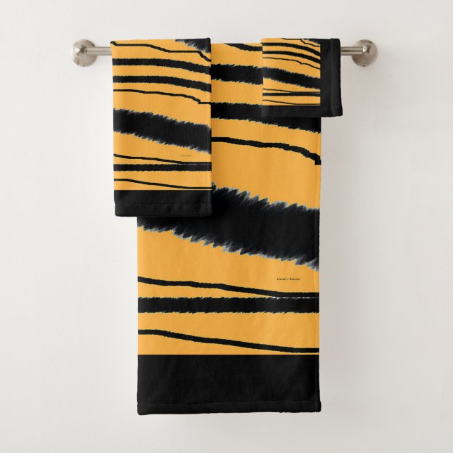 Faux Tiger Print Poly Cotton  Bath Towel Set (Insitu)
