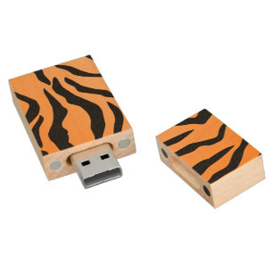 Faux Tiger Print Wood USB Flash Drive