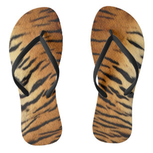 Faux Tiger Skin Flip Flops