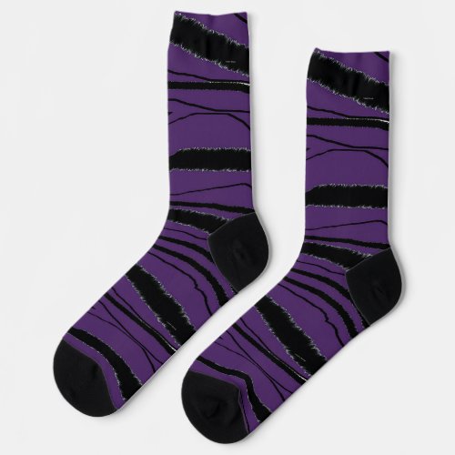 Faux Tiger Stripe Purple  Socks