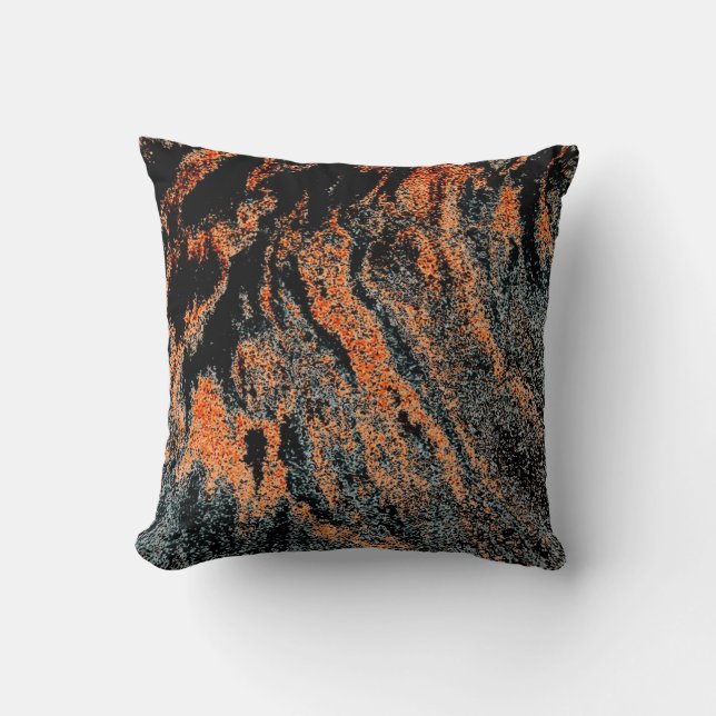 Faux Tiger Stripes-Black Throw Pillow (Front)
