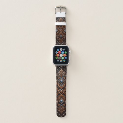 Faux Tooled Leather Apple Watch Band