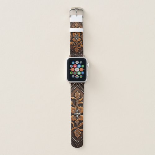 Faux Tooled Leather Apple Watch Band