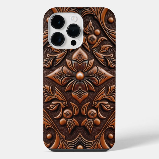 Faux Tooled Leather Design Iphone Case (Back)