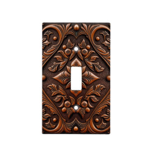 Faux Tooled Leather Design Light Switch Cover