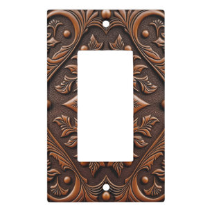 Faux Tooled Leather Design Light Switch Cover