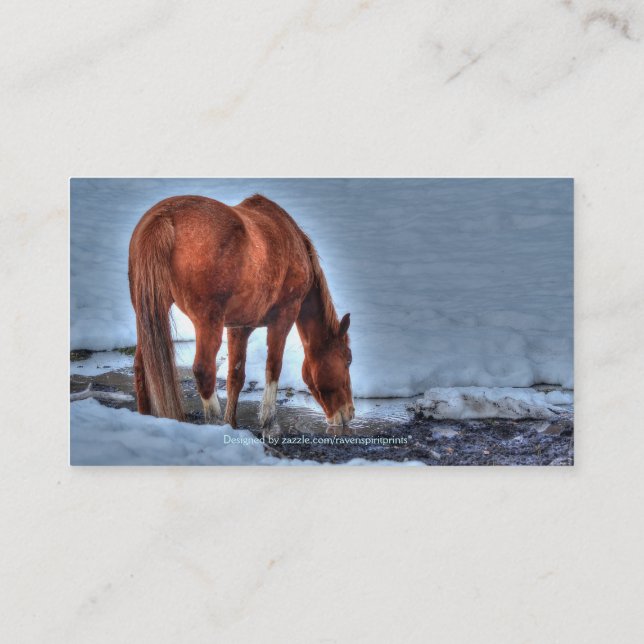 Faux Tooled Leather, Drinking Horse Business Cards (Back)