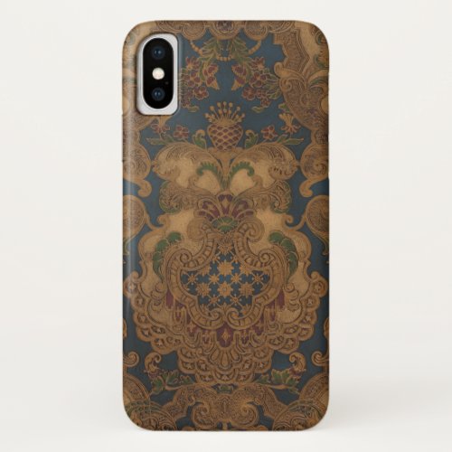 Faux Tooled Leather Gold Scrollwork iPhone X Case