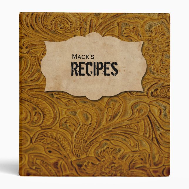 Faux Tooled Leather Personalized Recipe Binder (Front)