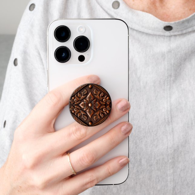 Faux Tooled Leather PopSocket (Hand)