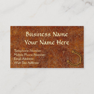 Faux Tooled Leather, Rodeo Bronco Horse Biz Cards