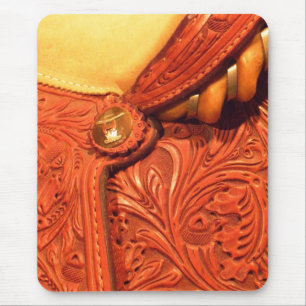 Faux Tooled Leather Saddle Mouse Pad