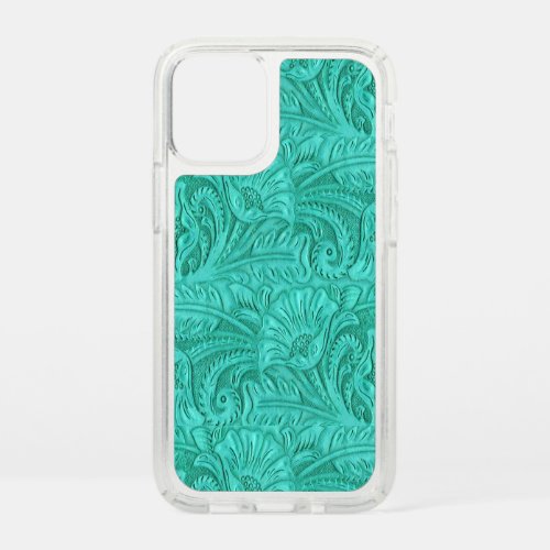 Faux Tooled Leather Turquoise Medium Print Western Speck iPhone 12 Mini Case