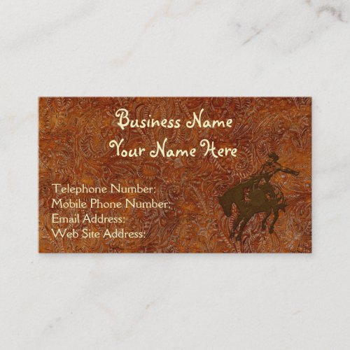 Faux Tooled Leather Western style 2 Business Cards