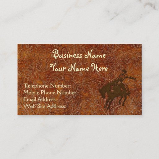 Customizable Faux Tooled Leather Western style 2 Business Cards
