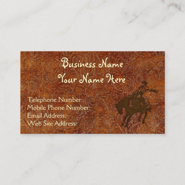 Faux Tooled Leather Western style 2 Business Cards (Front)