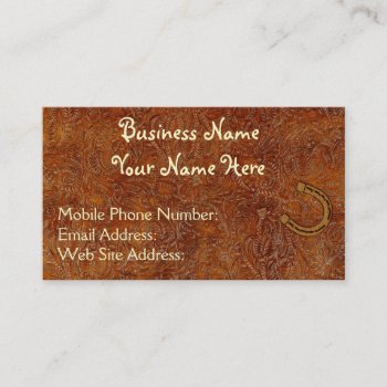Faux Tooled Leather Western Style 3 Business Cards by EarthGifts at Zazzle