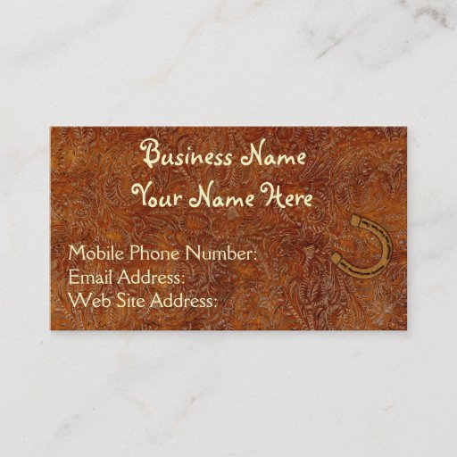 Customizable Faux Tooled Leather Western style 3 Business Cards