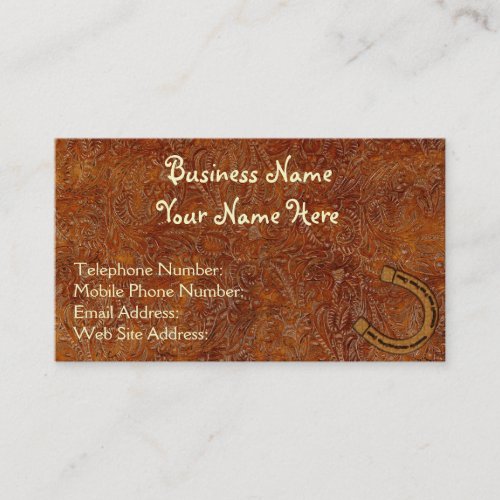 Faux Tooled Leather Western style 3 Business Cards
