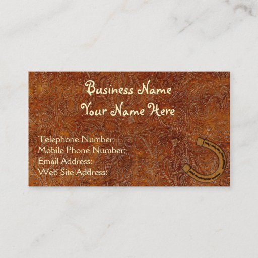 Customizable Faux Tooled Leather Western style 3 Business Cards