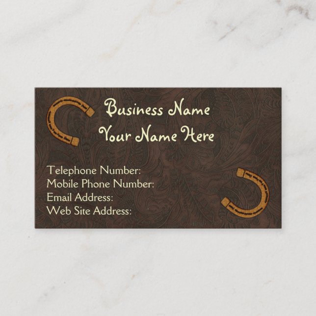 Faux Tooled Leather Western style 4 Business Cards (Front)
