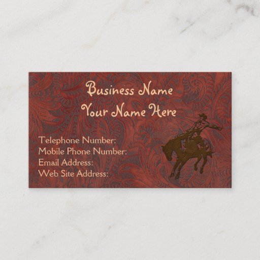 Customizable Faux Tooled Leather Western style 7 Business Cards