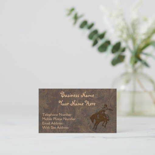 Faux Tooled Leather Western style Business Cards Zazzle