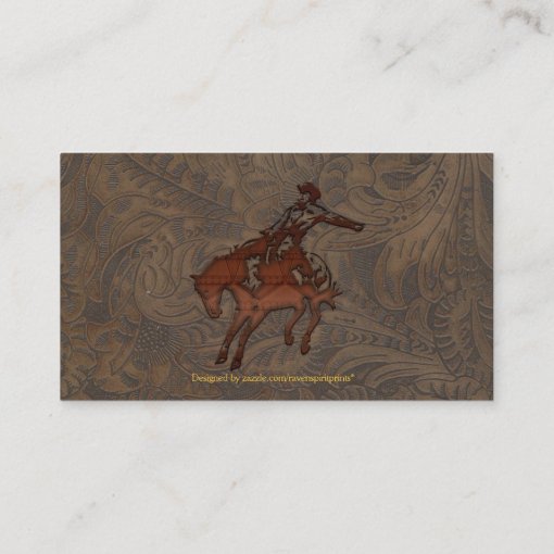 Faux Tooled Leather Western style Business Cards Zazzle