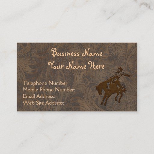 Customizable Faux Tooled Leather Western style Business Cards