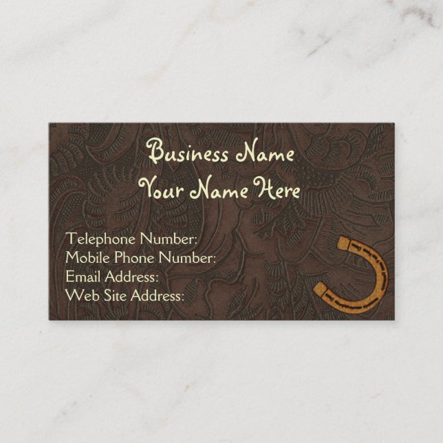 Faux Tooled Leather Western style V Business Cards (Front)