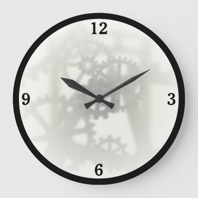 Faux Transparent Gears Large Clock (Front)