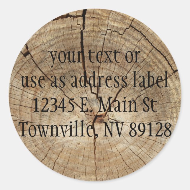 Faux Tree Rings Background Classic Round Sticker (Front)