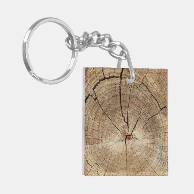 Faux Tree Rings Background Keychain (Front Left)