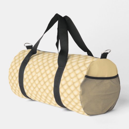 Faux Tufted Ivory Satin and Diamonds Duffle Bag