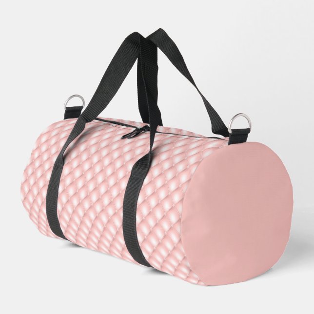 Faux Tufted Pink Satin and Diamonds Duffle Bag (Left Corner)