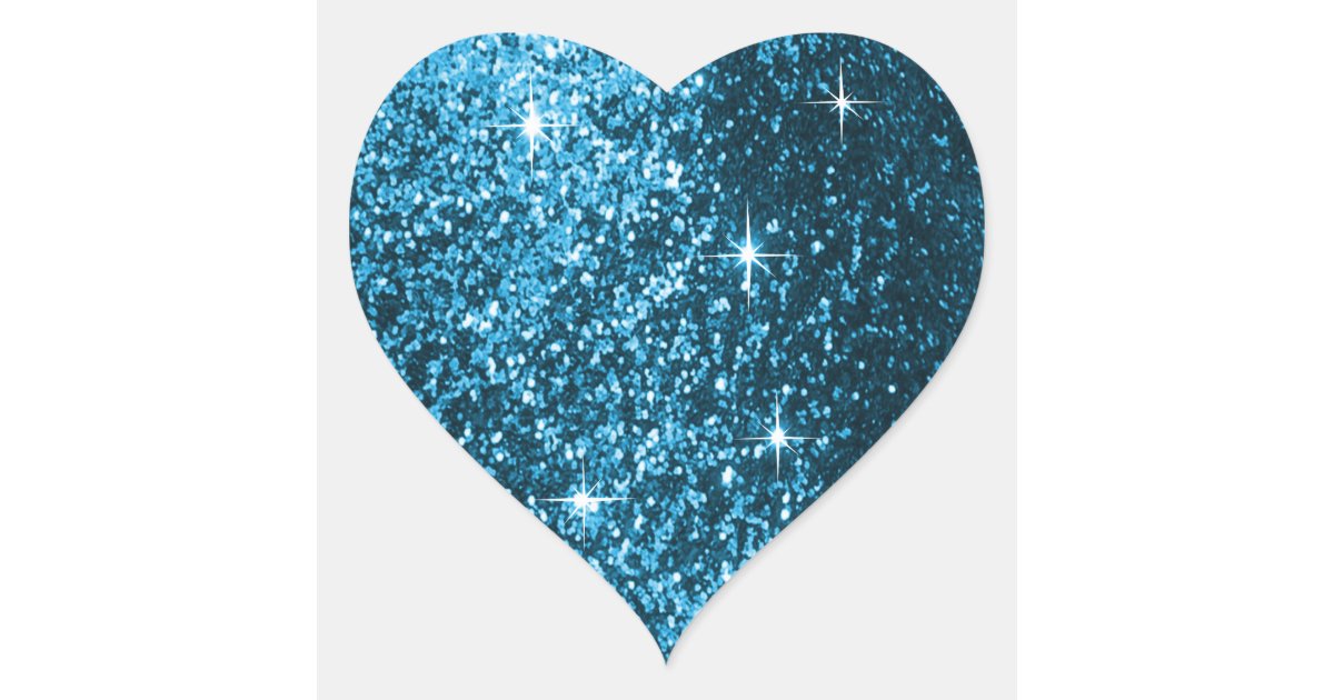 Faux Turquoise Blue Glitter Heart Sticker | Zazzle