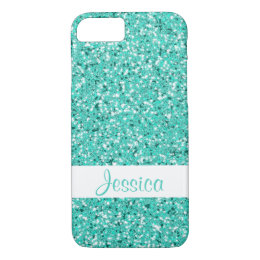 Faux Turquoise Glitter Look-like With Custom Name iPhone 8/7 Case