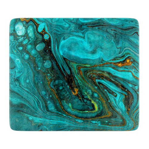 Faux Turquoise Marble with Gold Flecks Cutting Board