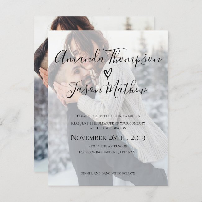 Faux Vellum Effect | 2 Sided Photo | Wedding Invitation