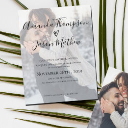 Faux Vellum Effect 2-Sided Photo Wedding Invitation